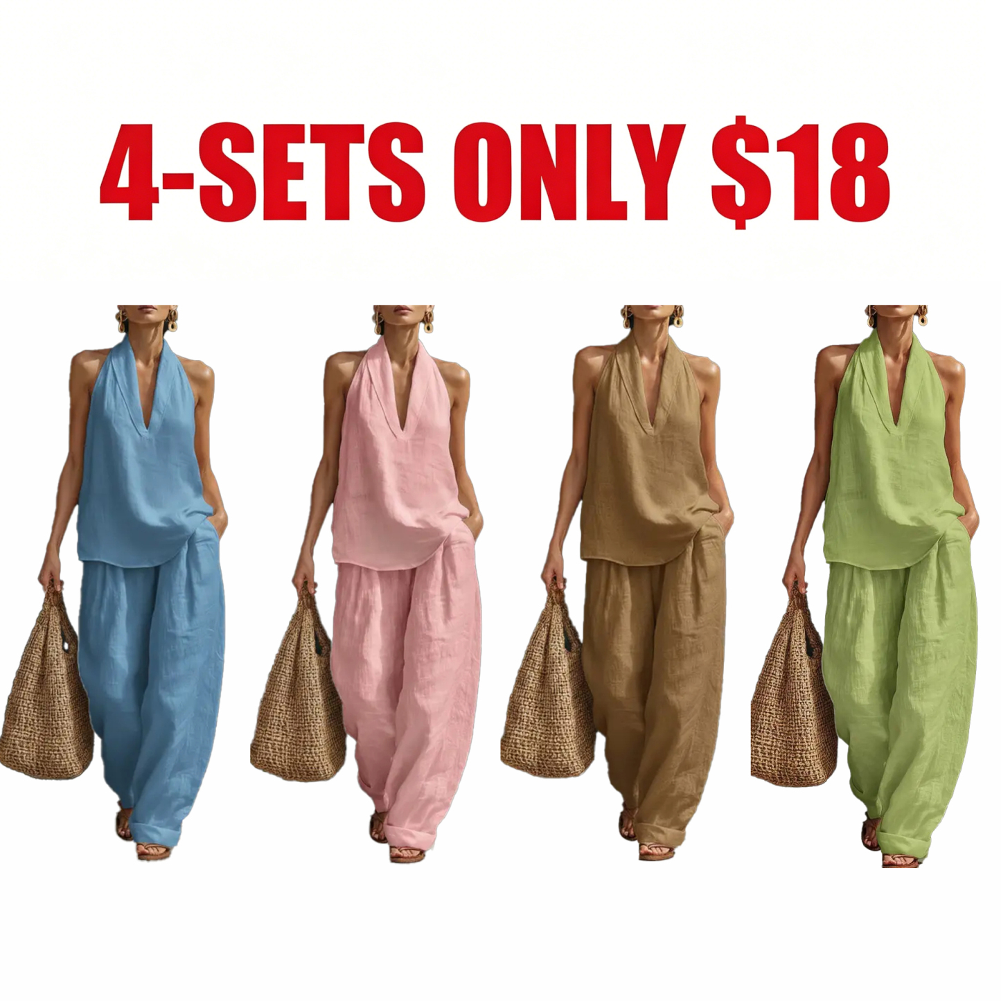 Women's Boho Linen Two Piece Set