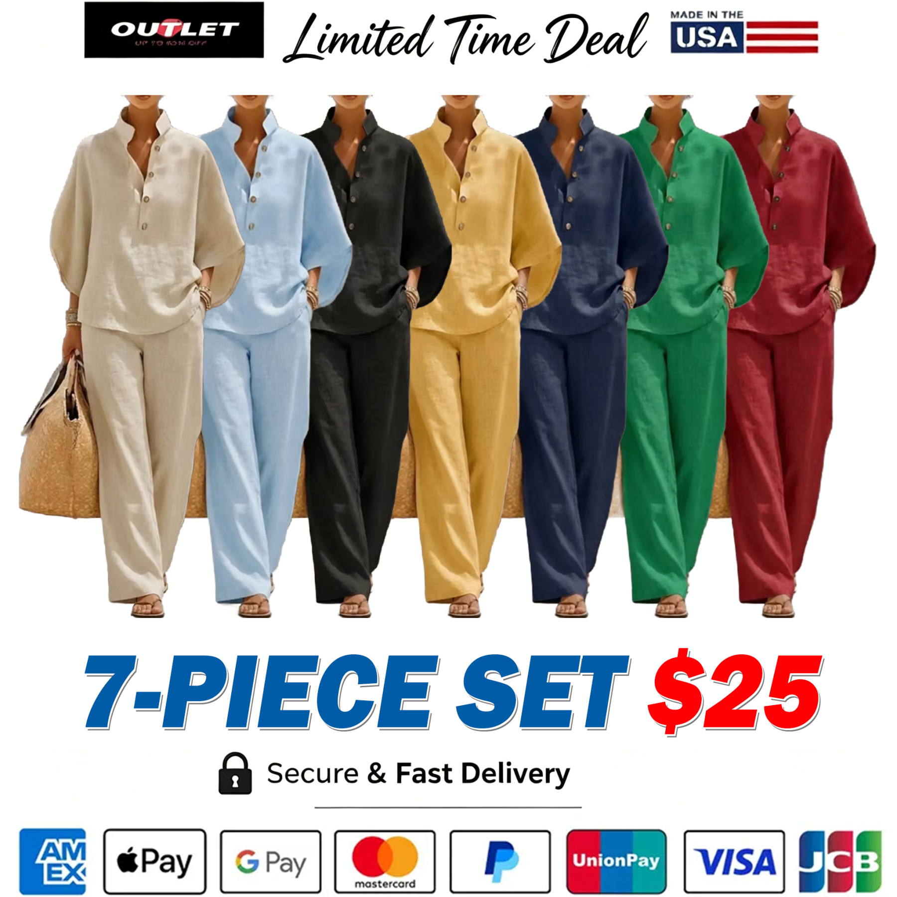 Women's Batwing Sleeve Linen Cotton Two-Piece Set – Casual Shirt & Wide Leg Pants Outfit