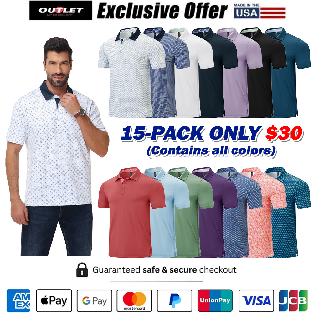 Men's Classic 3-Button Moisture Wicking Athletic Short Sleeve Golf Polo 