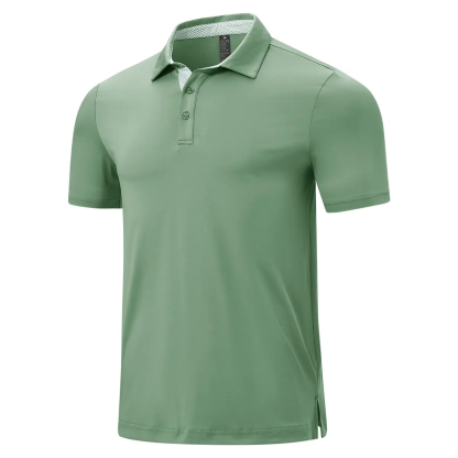 Men's Classic 3-Button Moisture Wicking Athletic Short Sleeve Golf Polo 