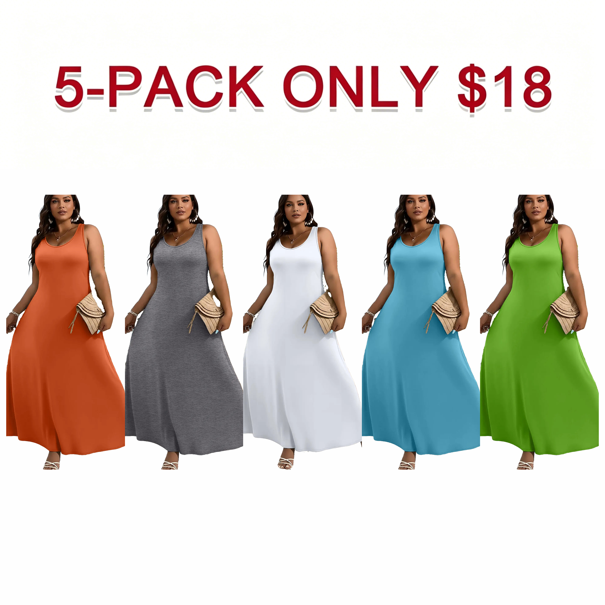 Elegant Plus Size Women's Solid Color Sleeveless Vest Dress