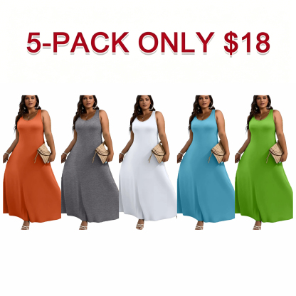 Elegant Plus Size Women's Solid Color Sleeveless Vest Dress