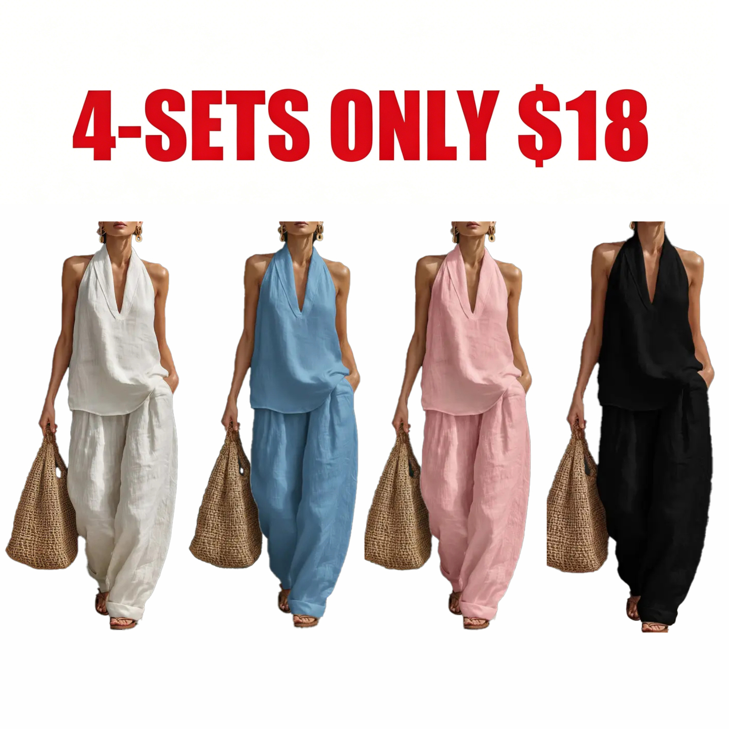 Women's Boho Linen Two Piece Set