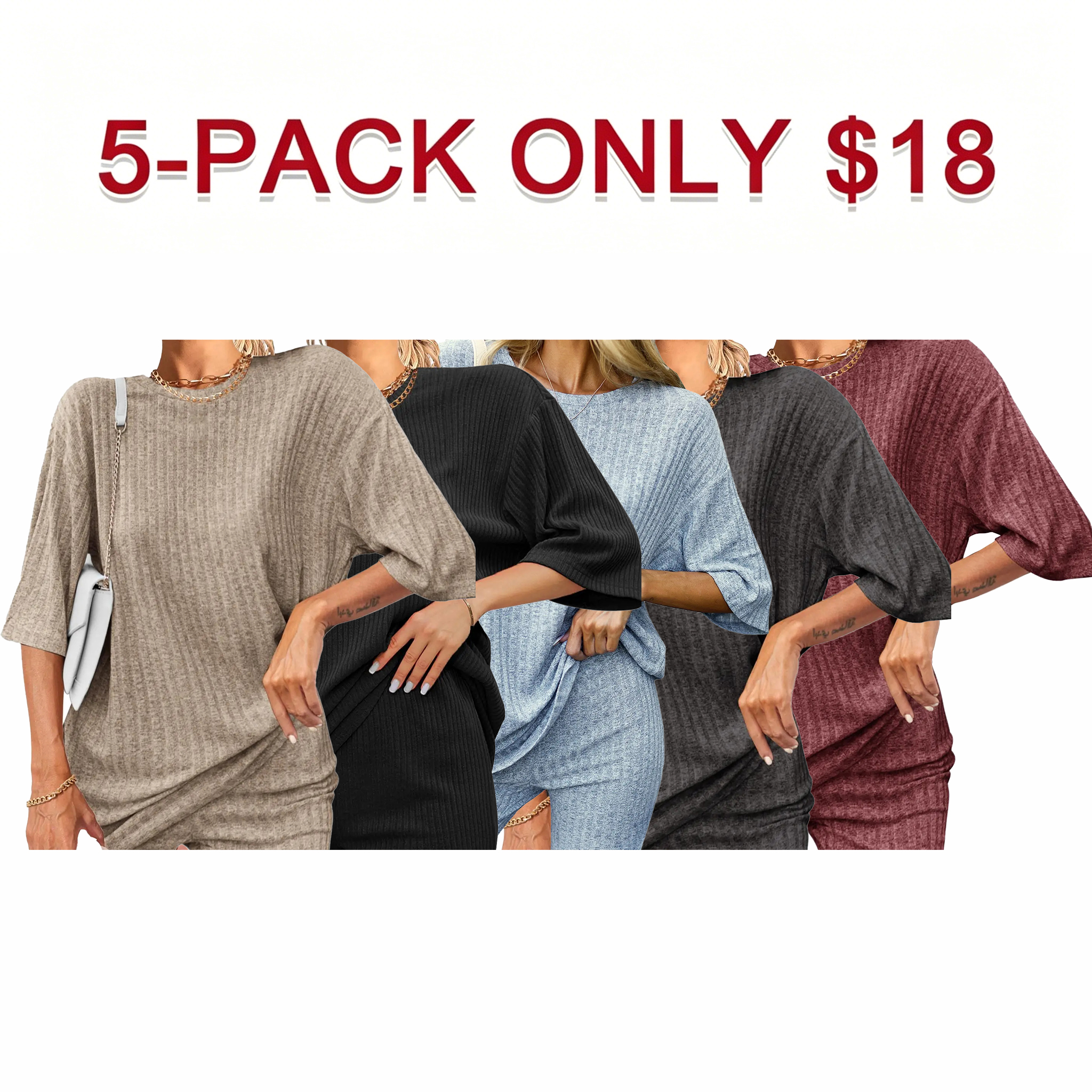 Women's Breathable Ribbed set (Stretchy Tee & Bike Shorts) 