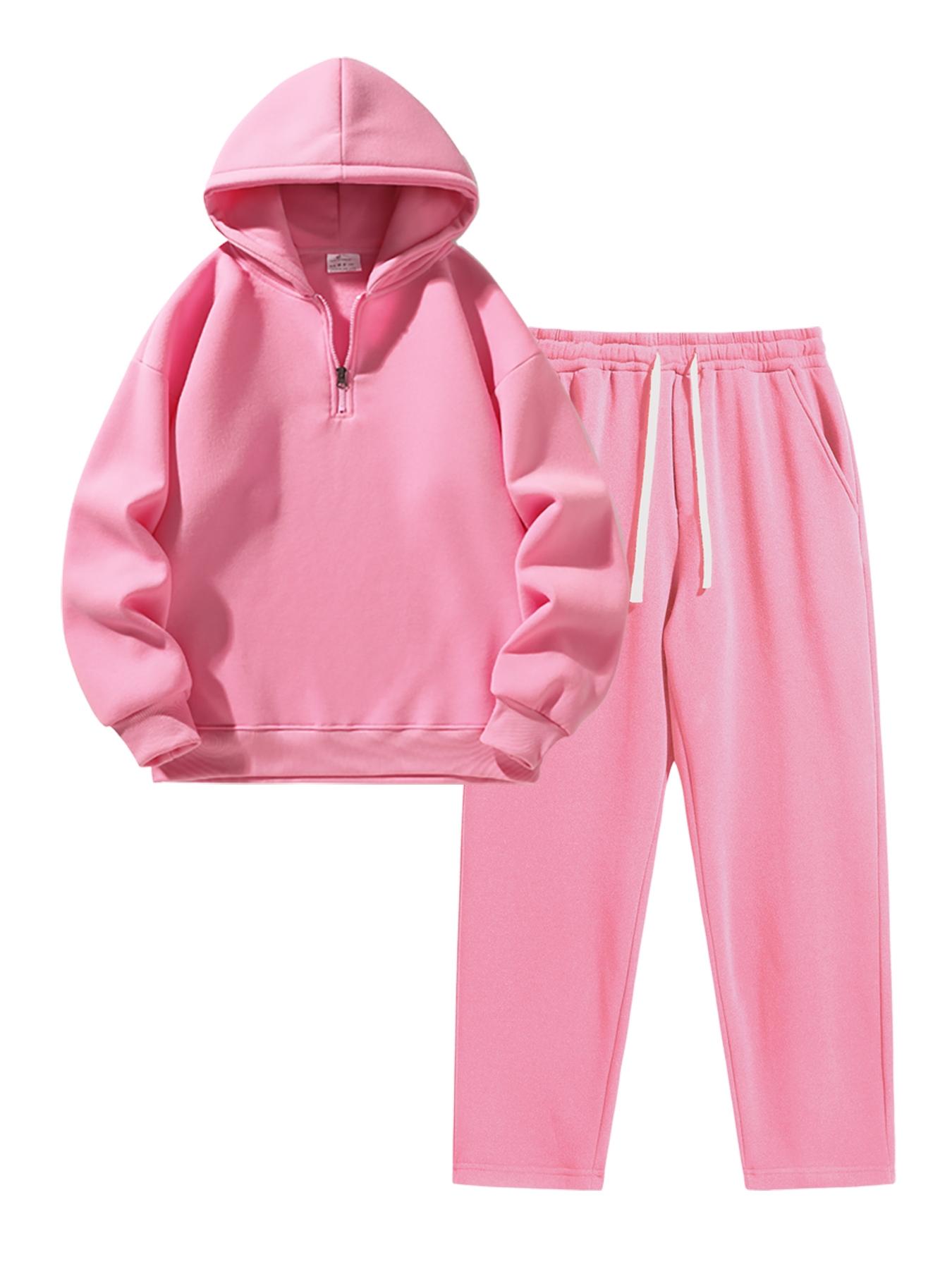 Men's Plain Two-piece Sweatsuit Set, Basic Regular Fit Casual Drop Shoulder Half Zip Zippers Long Sleeves Fitted Hoodie & Pocket Drawstring Elastic Sweatpants, Men's Clothing Men's Plain Two-piece Sweatsuit Set, Basic Regular Fit Casual Drop Shoulder Half Zip Zippers Long Sleeves Fitted Hoodie & Pocket Drawstring Elastic Sweatpants, Men's Clothing