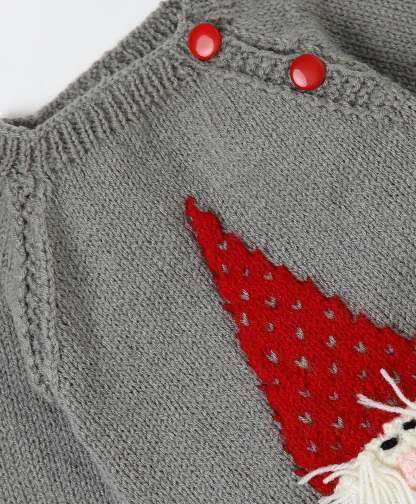 Handmade Knitted Santa Pyjama Set- Red & Grey