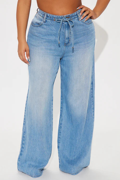 Beachfront Drapey Wide Leg Jeans - Vintage Wash