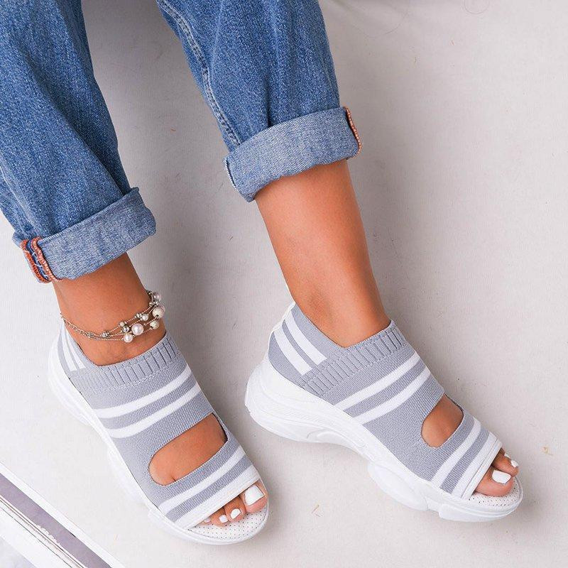 Leather Orthopedic Arch Support Sandals Diabetic Knitting Walking Sandals.