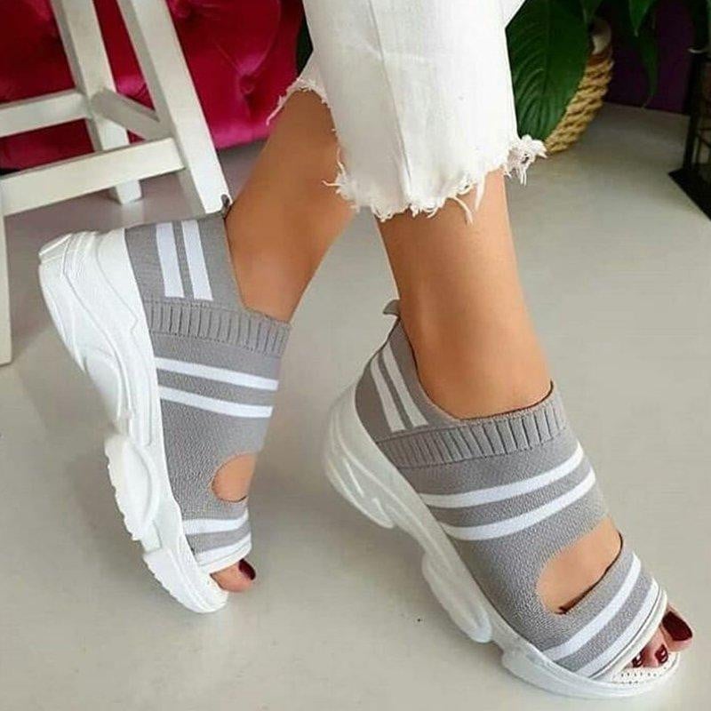 Leather Orthopedic Arch Support Sandals Diabetic Knitting Walking Sandals.