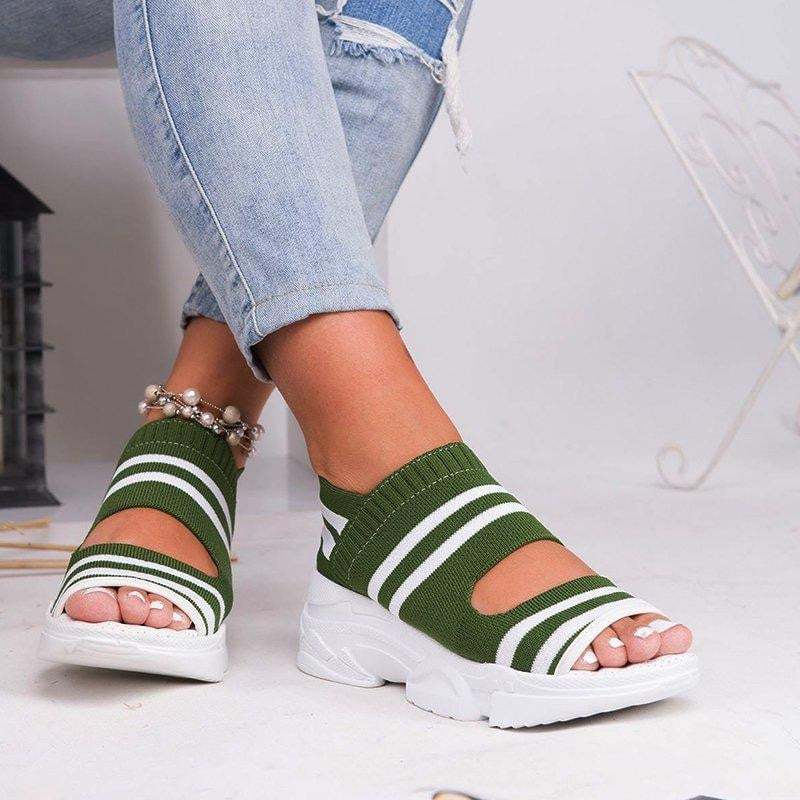 Leather Orthopedic Arch Support Sandals Diabetic Knitting Walking Sandals.