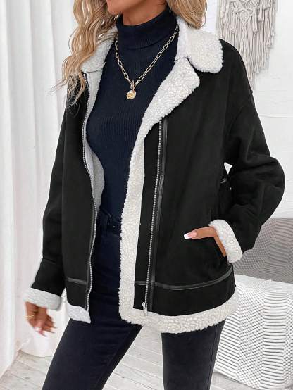  LUNE Teddy Lined Zip Up Jacket