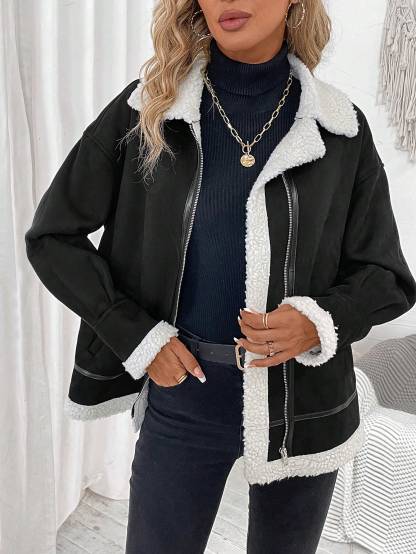  LUNE Teddy Lined Zip Up Jacket