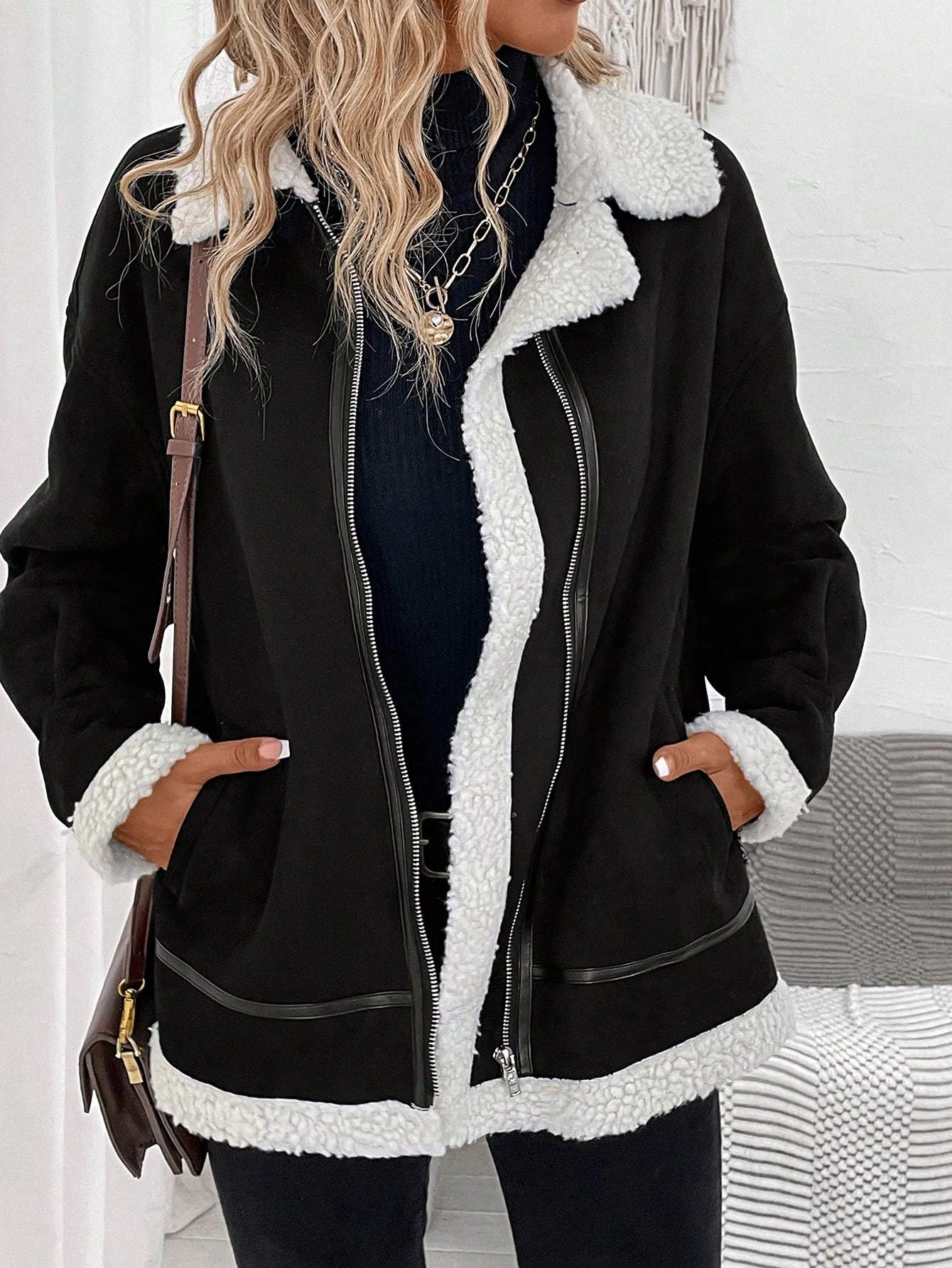  LUNE Teddy Lined Zip Up Jacket