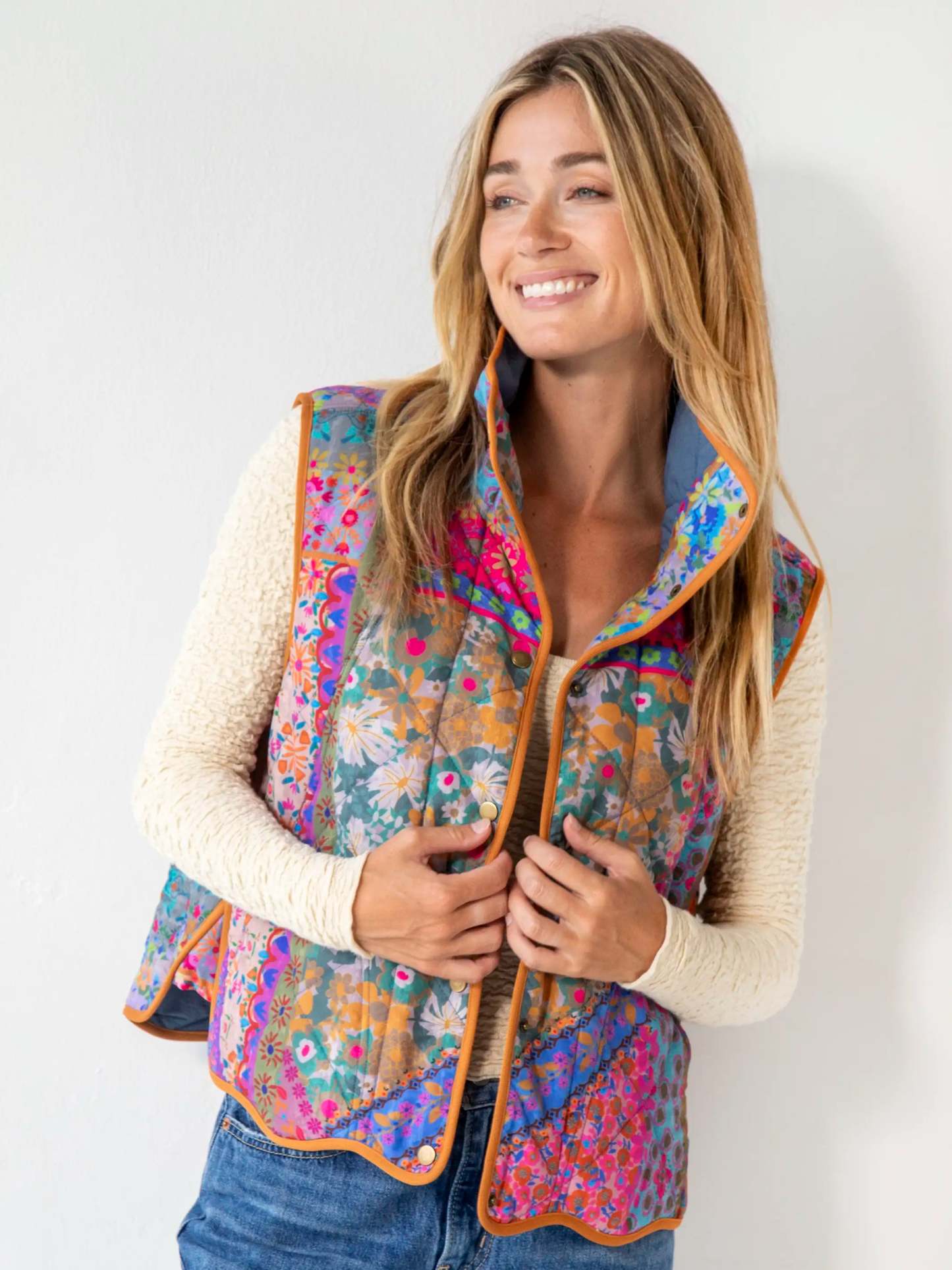 Quilted Puffer Vest - Patchwork