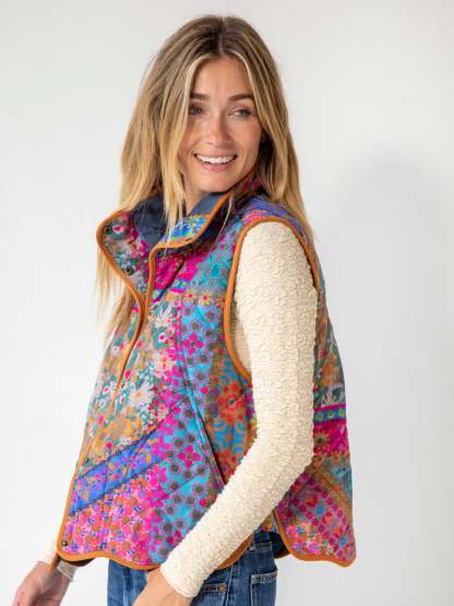 Quilted Puffer Vest - Patchwork