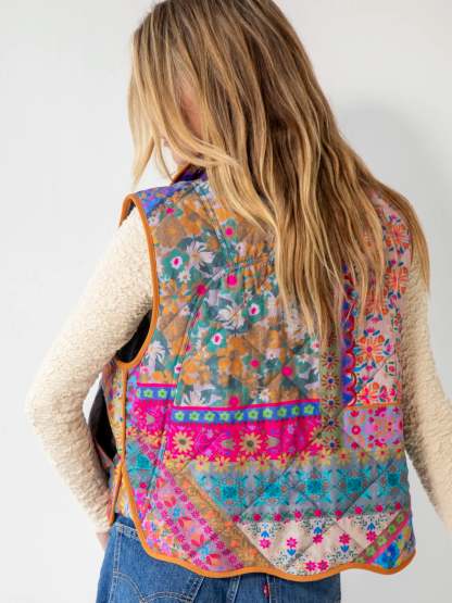 Quilted Puffer Vest - Patchwork