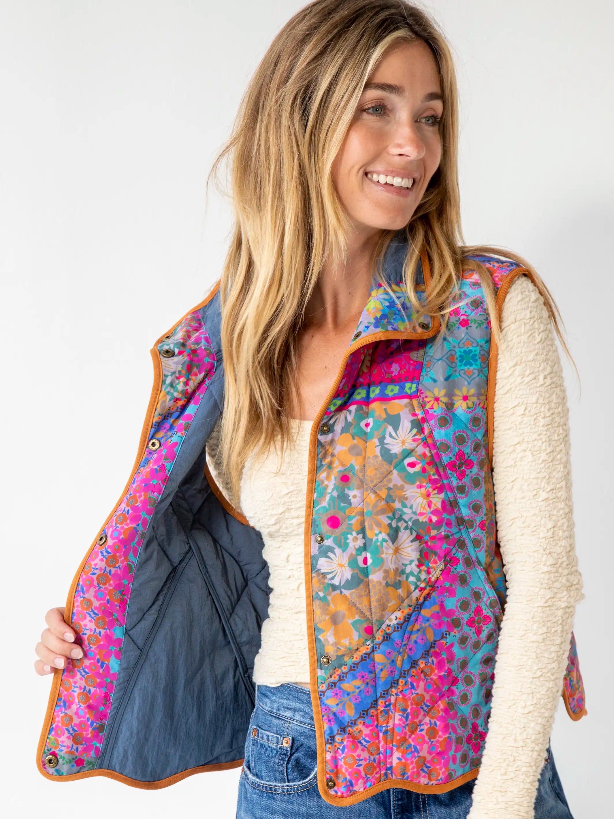 Quilted Puffer Vest - Patchwork
