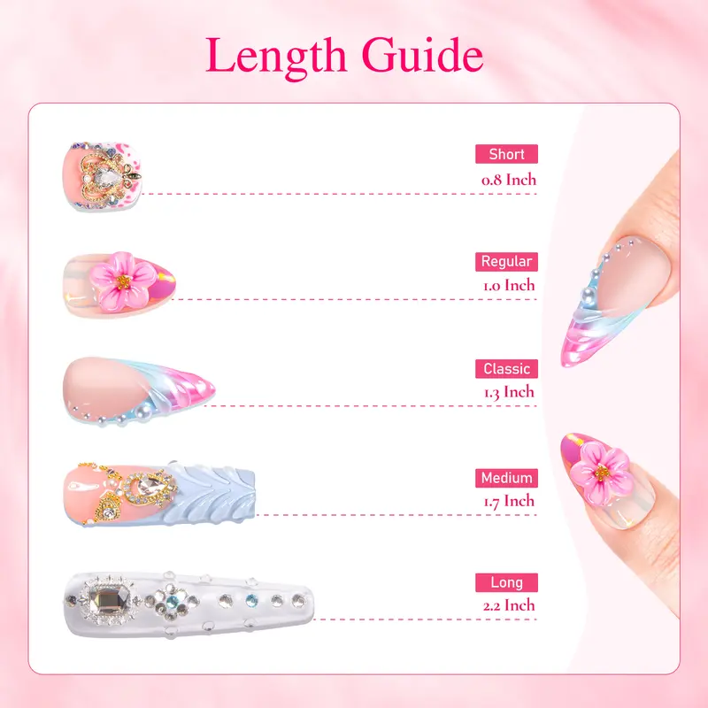 10-piece set of Van Gogh Starry Night Gradient Star Moon Rhinestone Art Medium-length Press-type Nail Stickers