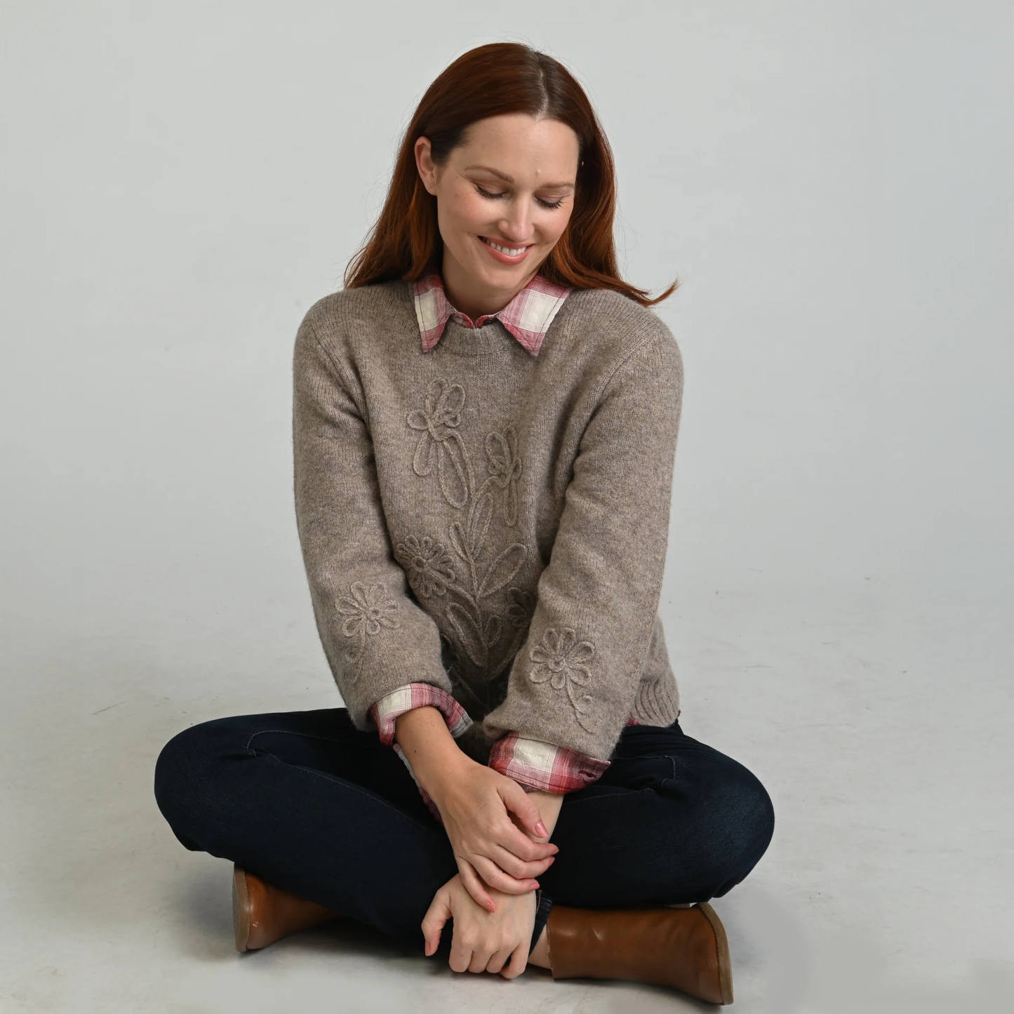 Textured Floral Sweater
