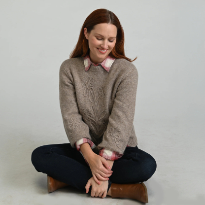 Textured Floral Sweater