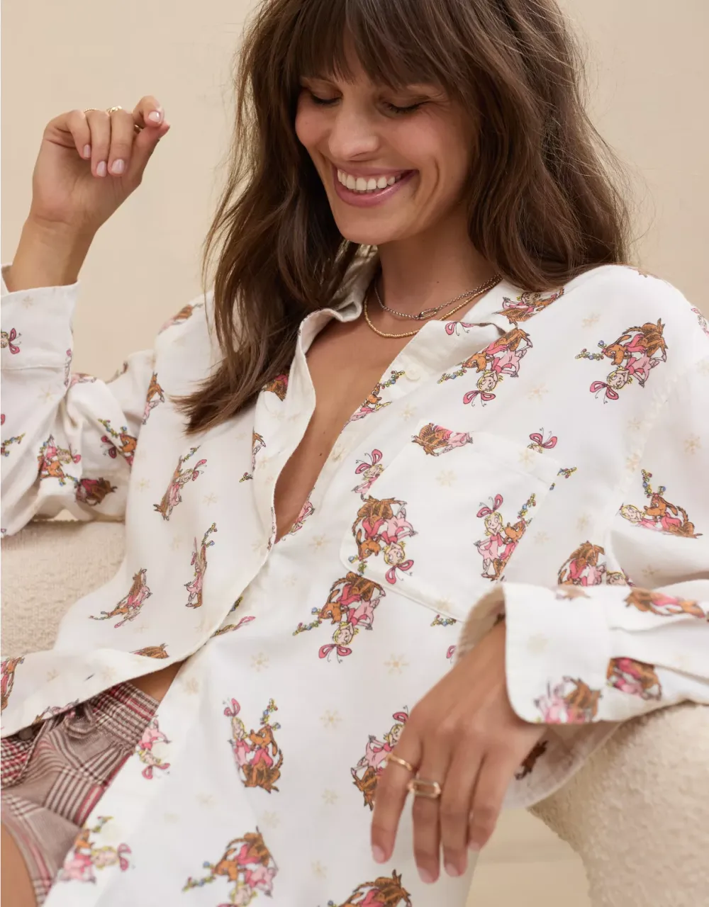 Cindy Lou Off-Duty Flannel Pajama Shirt