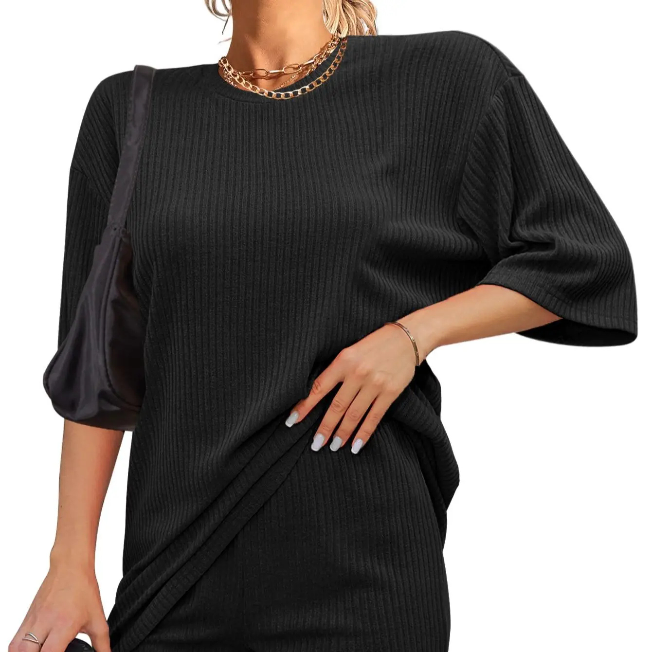 Women's Breathable Ribbed set (Stretchy Tee & Bike Shorts) 