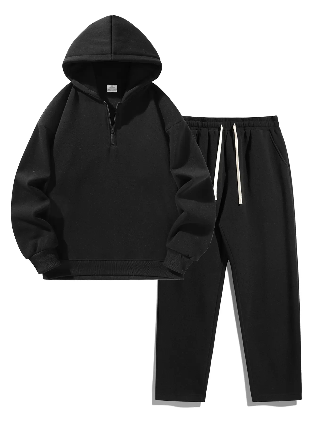 Men's Plain Basic Regular Fit Casual Drop Shoulder Half Zip Zippers Sweatsuit Set