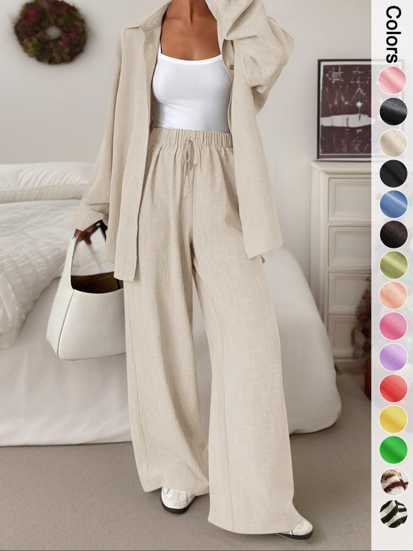Women's Casual Sporty Shirt and Long Pants Set
