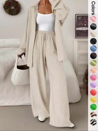 Women's Casual Sporty Shirt and Long Pants Set