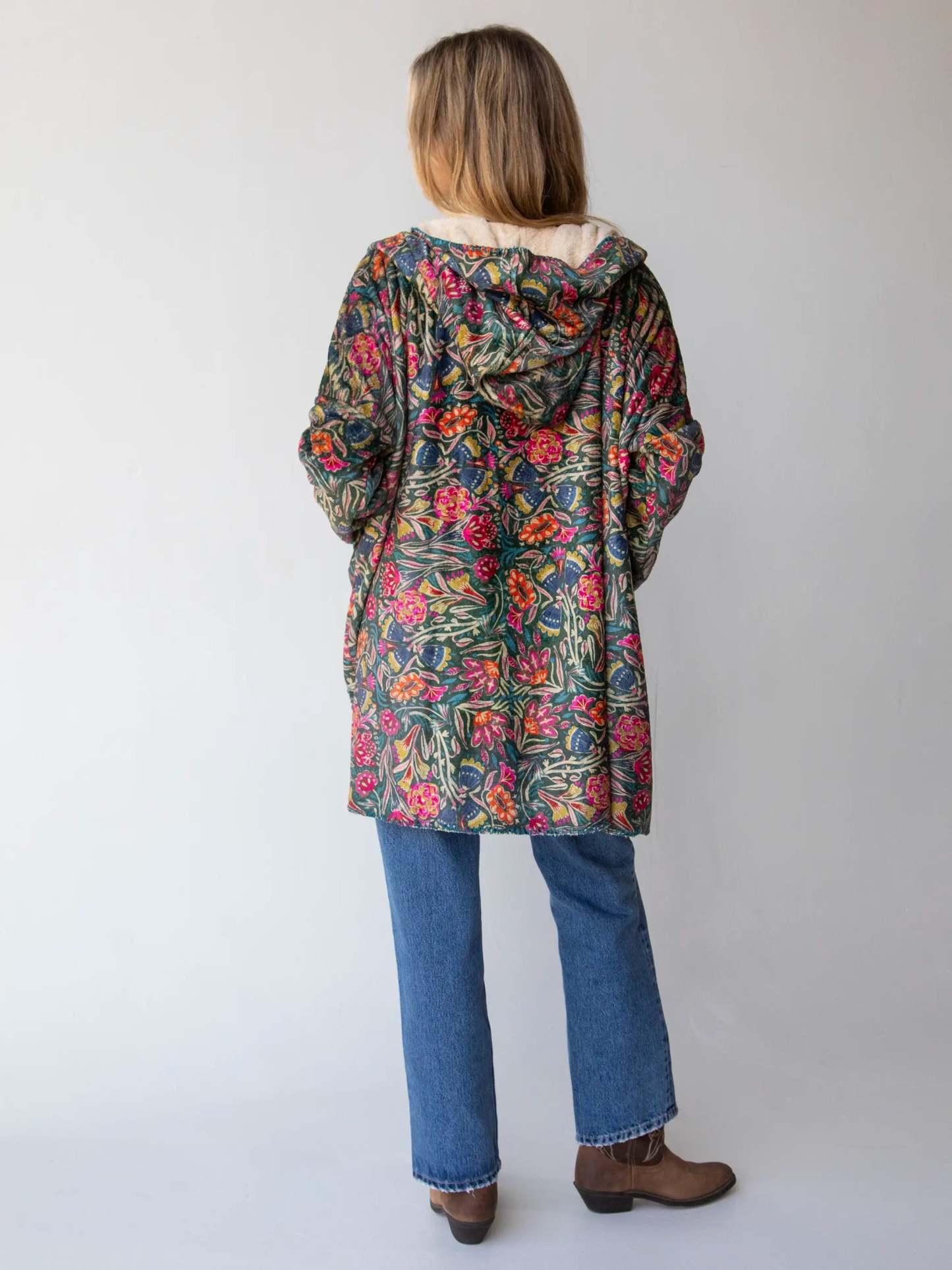Cozy Blanket Kimono - Green Painterly Vines