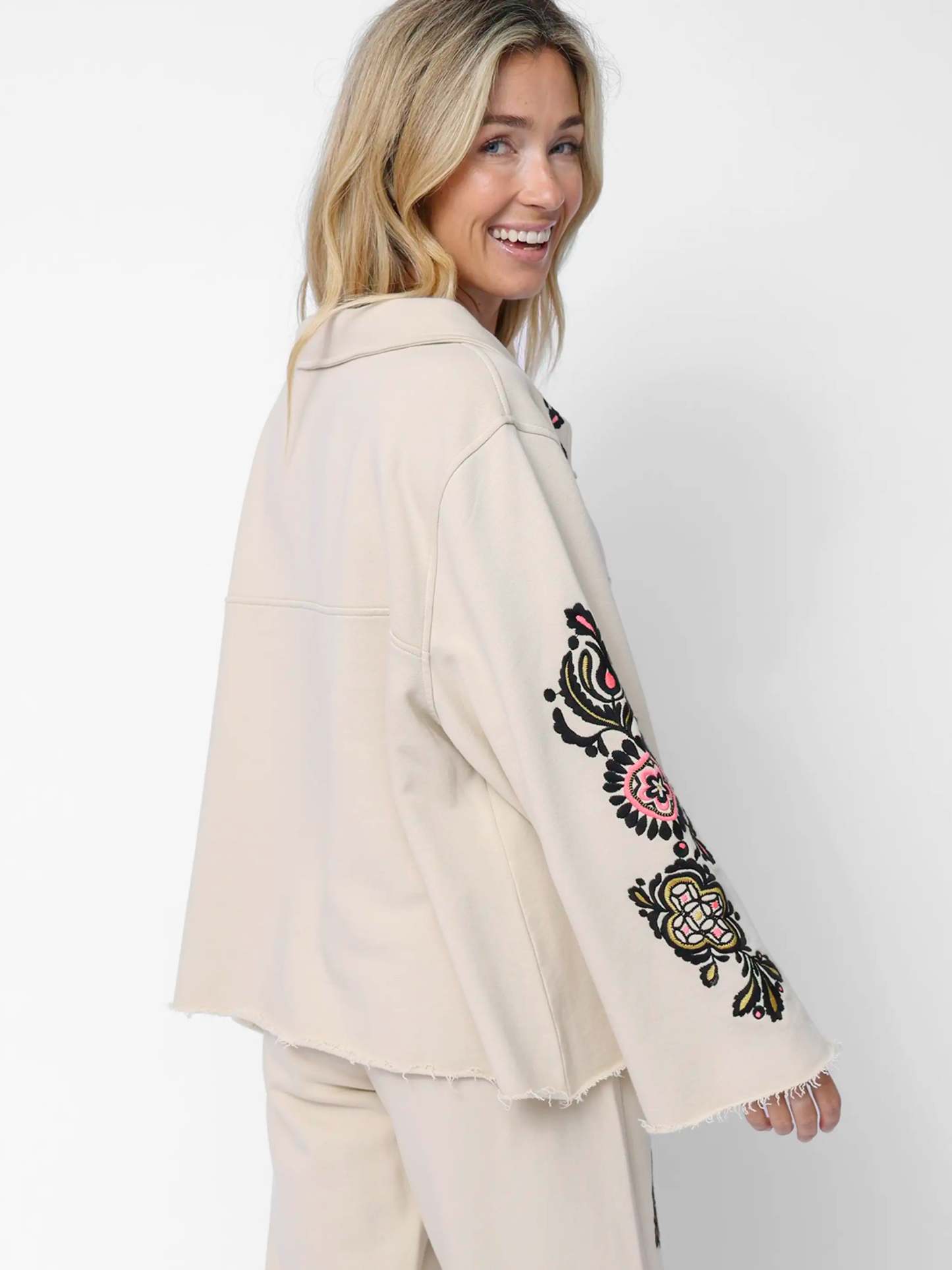 Easy Does It Embroidered Sweatshirt - Cream