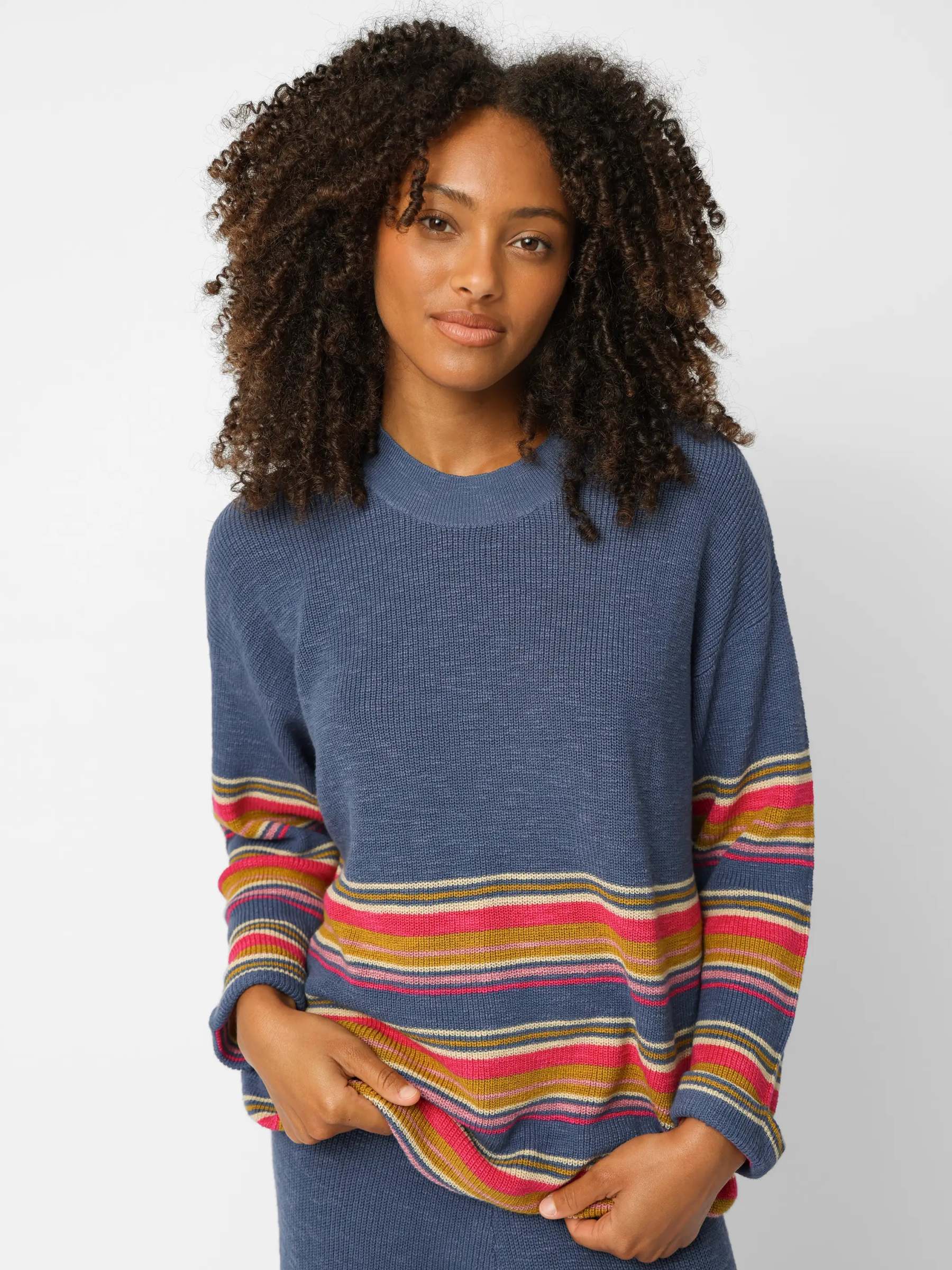 Lounge & Go Striped Cotton Set - Washed Navy