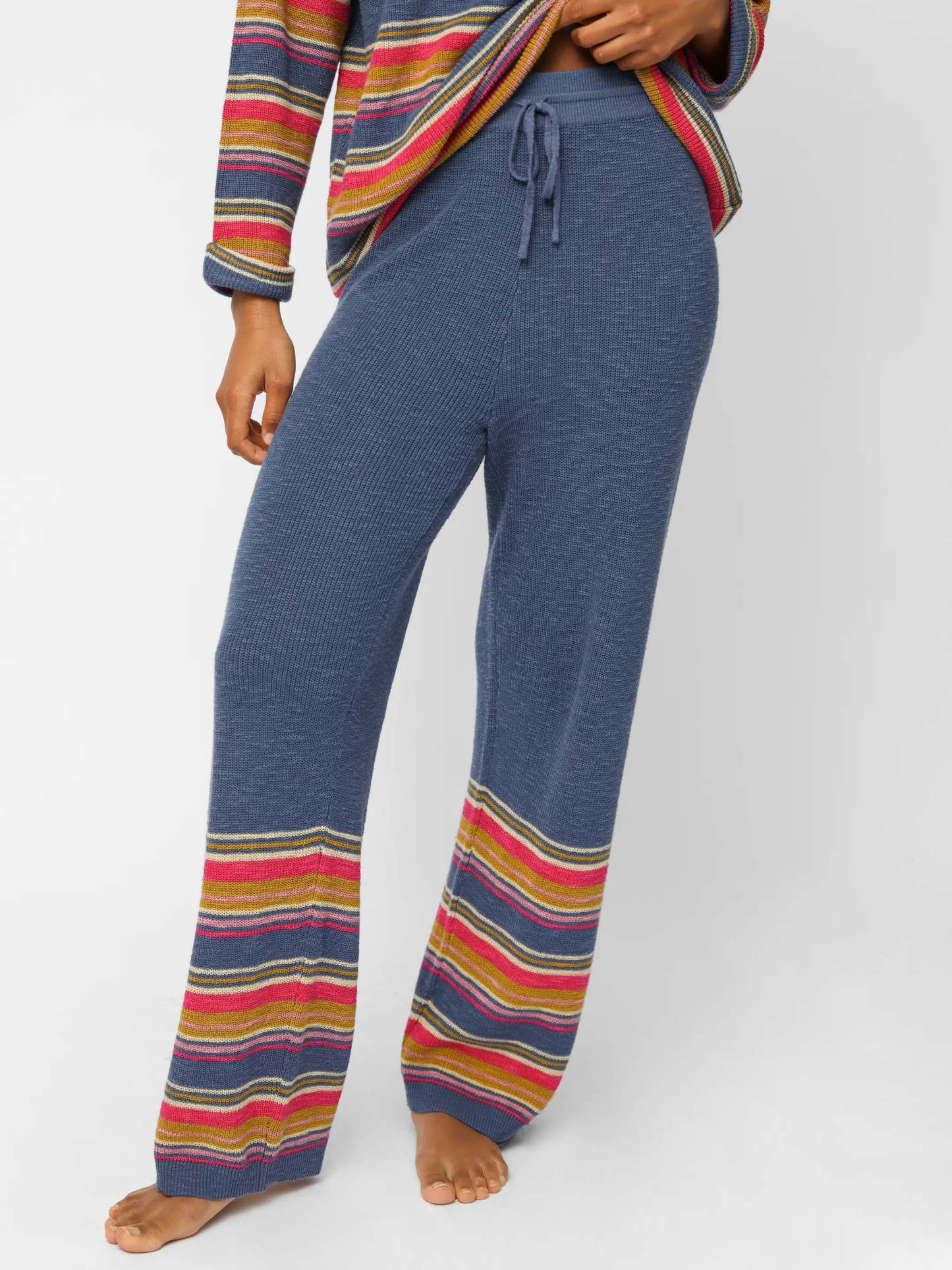 Lounge & Go Striped Cotton Set - Washed Navy