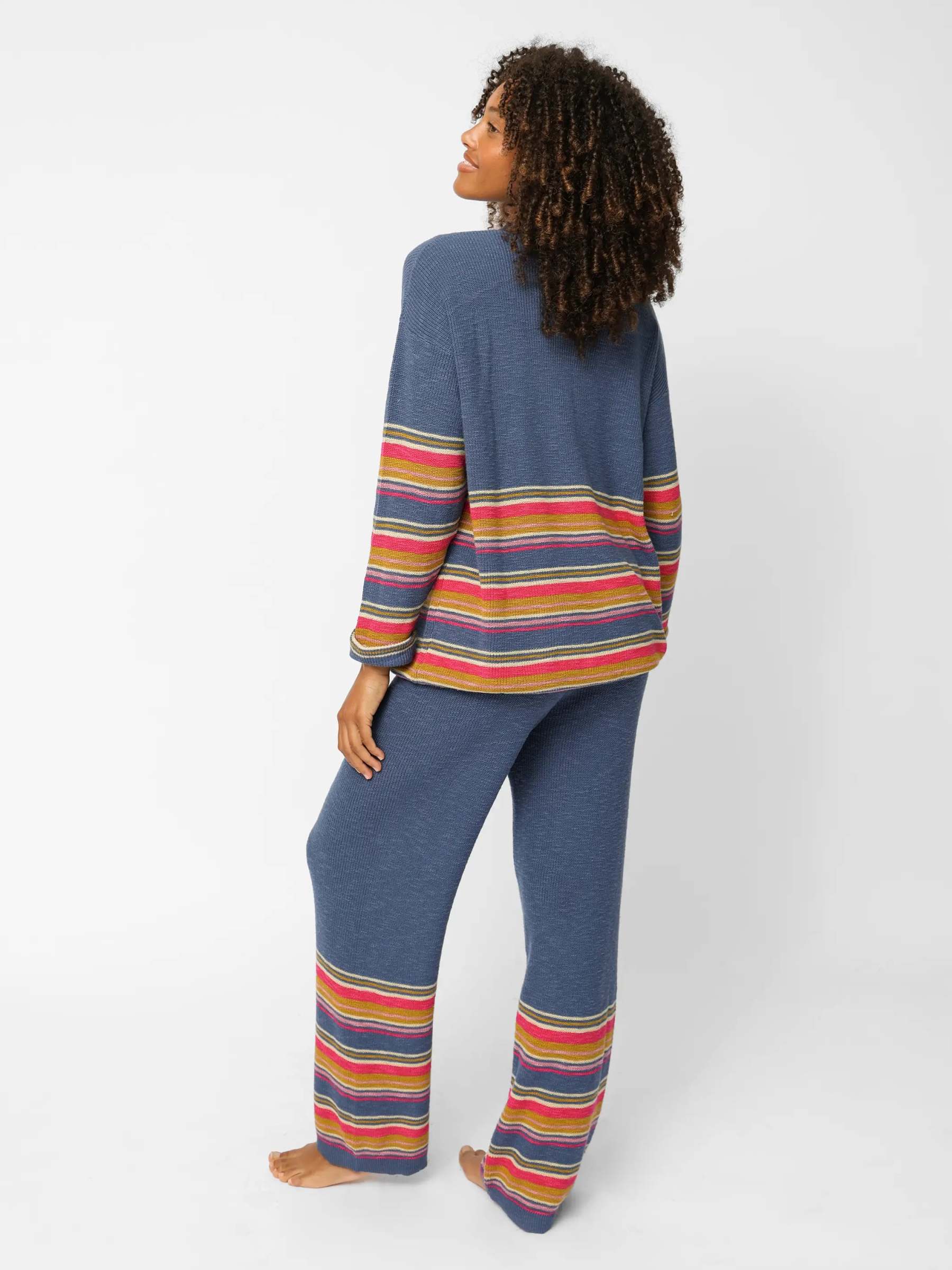 Lounge & Go Striped Cotton Set - Washed Navy