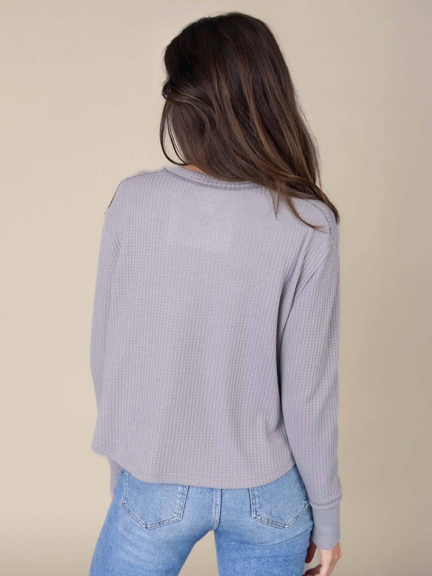 Parker Embroidered Thermal Tee - Silver Cabin