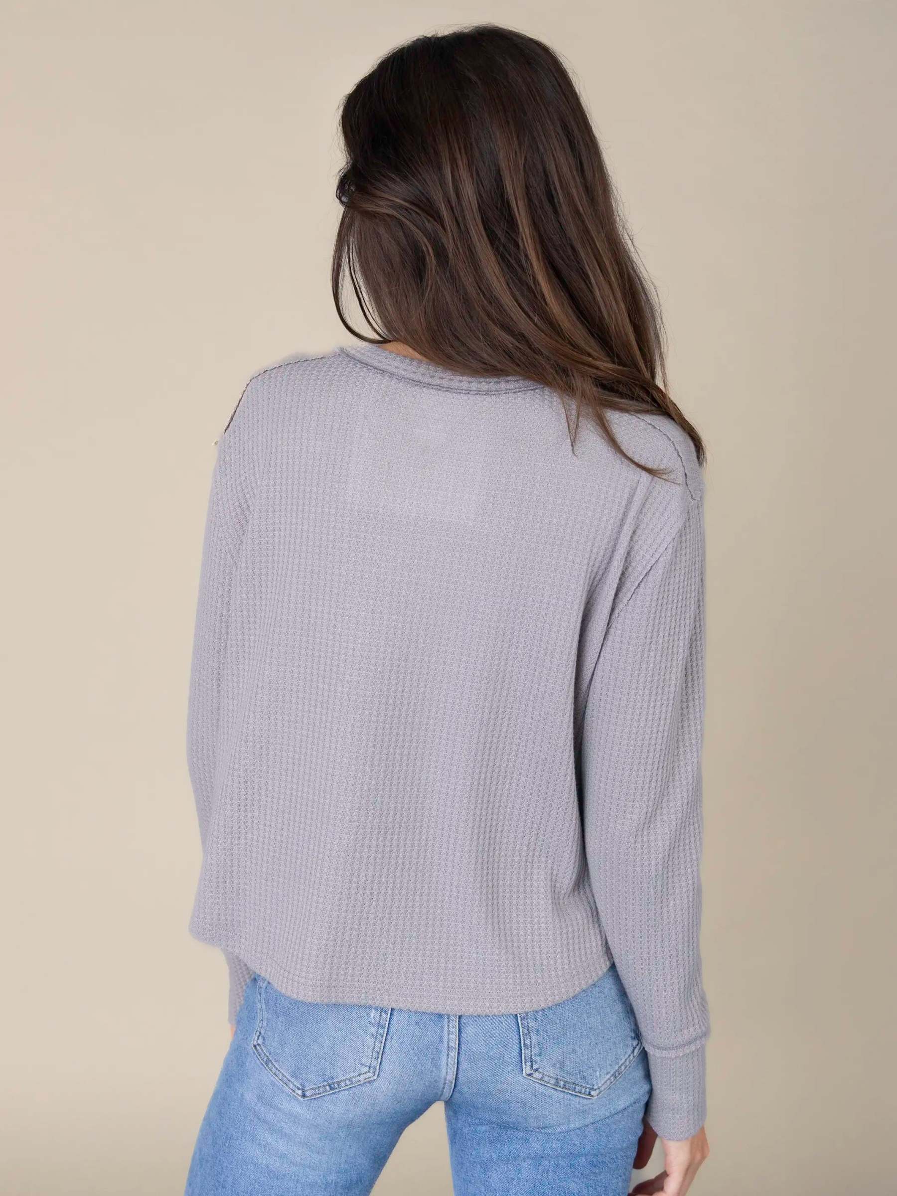 Parker Embroidered Thermal Tee - Silver Cabin