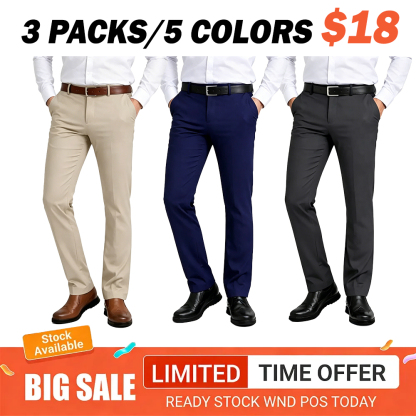 Men's Flex Stretch Slim Fit Dress Pants 