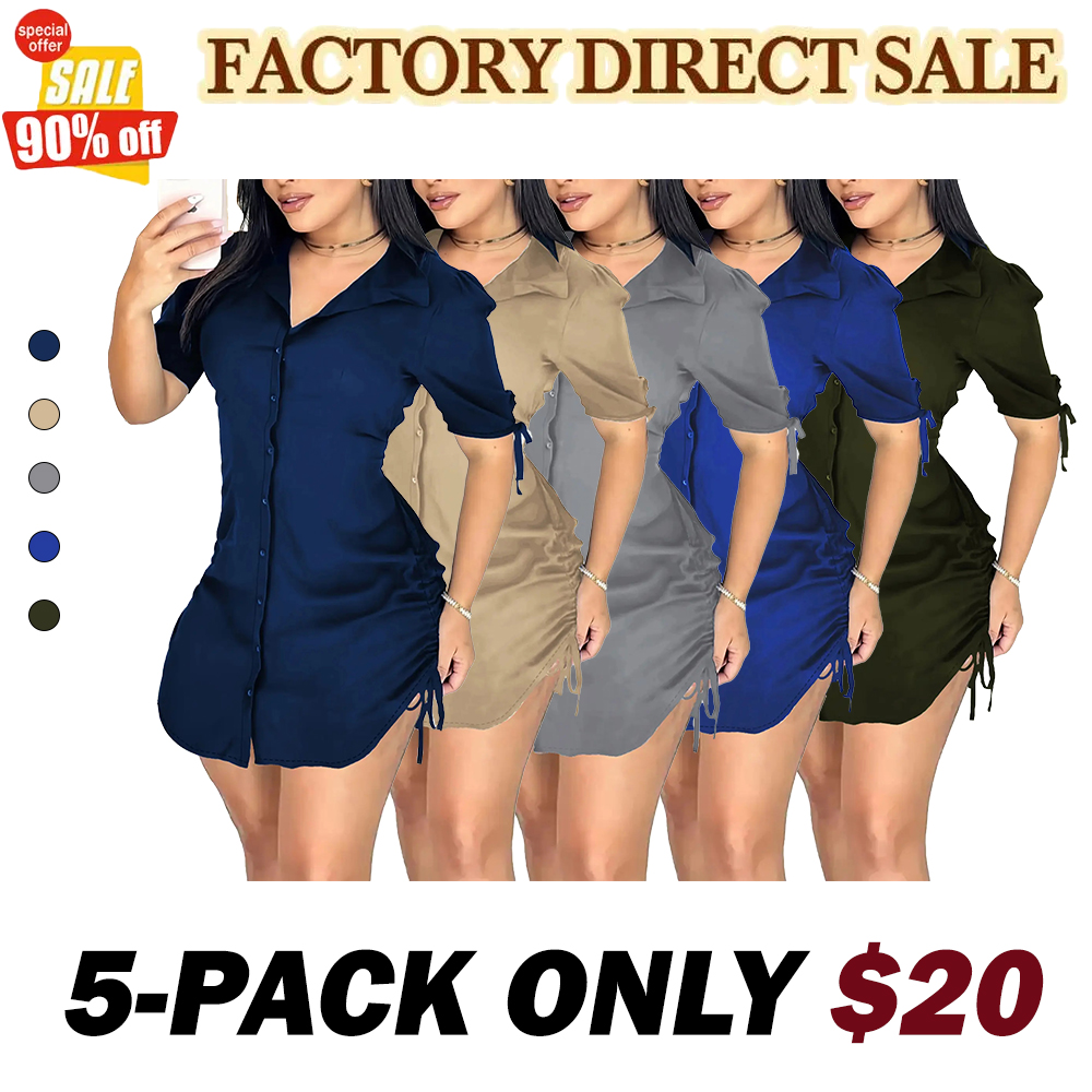 Women's Sexy V-Neck Shirtwaist Mini Bodycon Dress