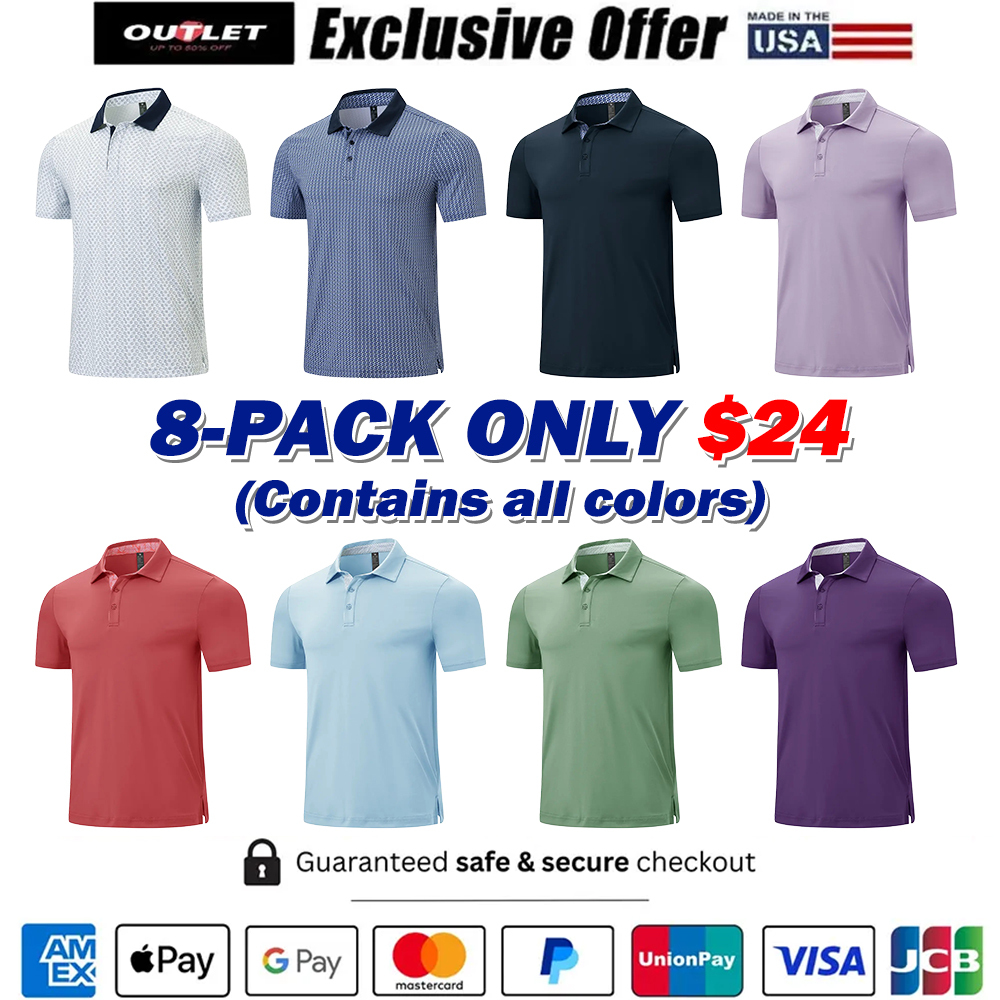 Men's Classic 3-Button Moisture Wicking Athletic Short Sleeve Golf Polo 