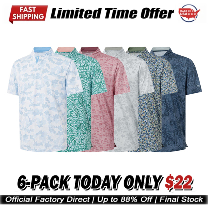Men's Performance Dry Fit Stretch Henley Printed Golf Shirt