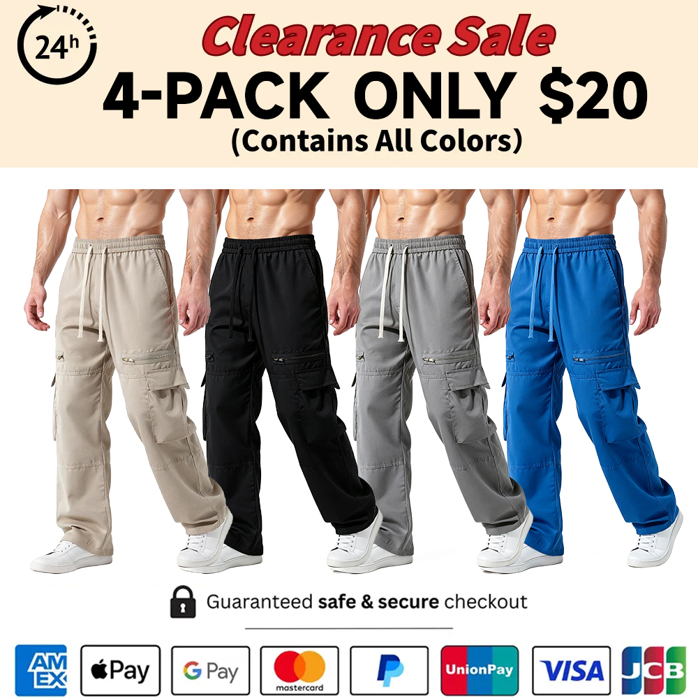 Men's Functional Side Zip Pockets and Adjustable Drawstring Regular Fit Cargo Pant