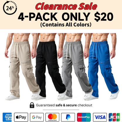 Men's Functional Side Zip Pockets and Adjustable Drawstring Regular Fit Cargo Pant