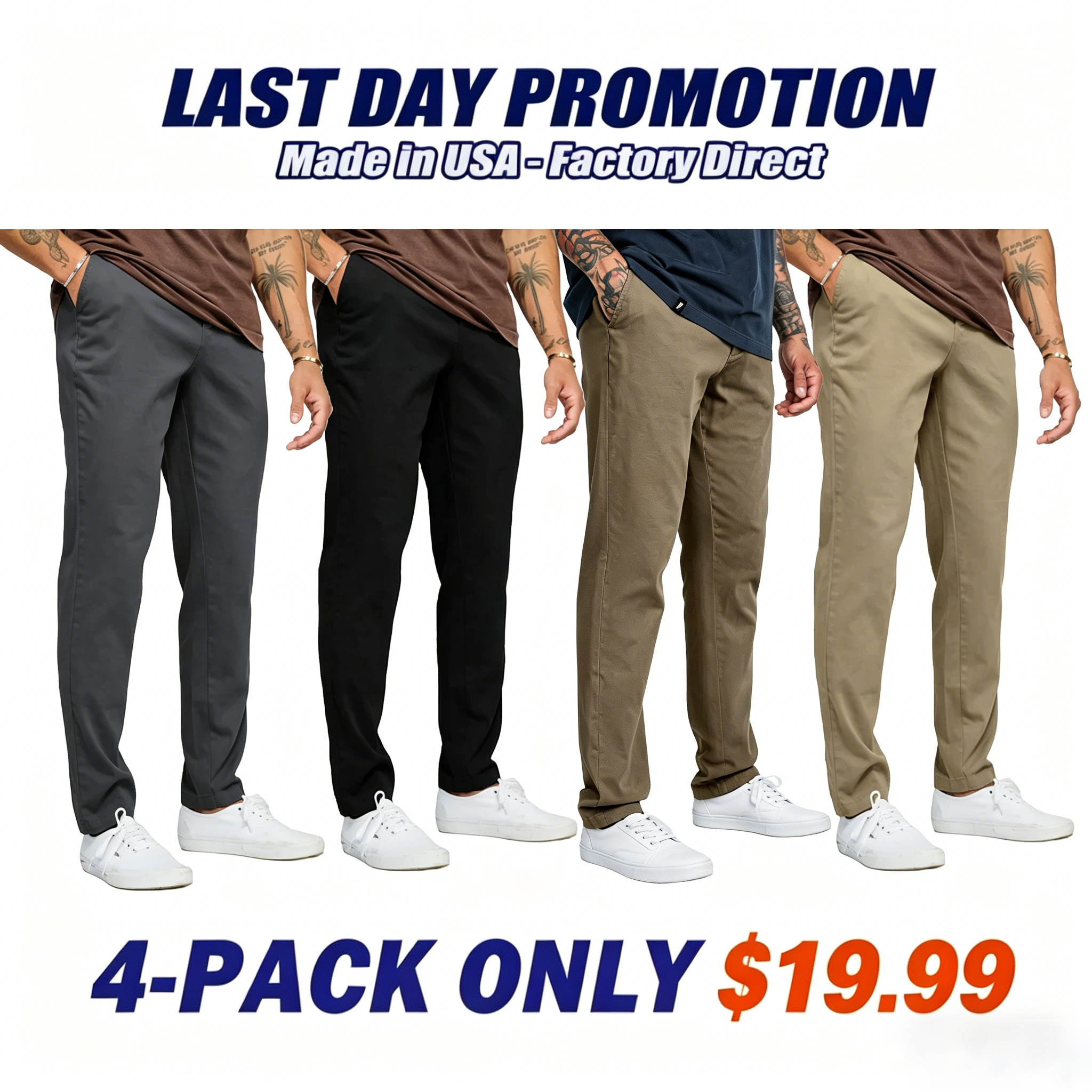 Men's Casual Stretch Twill Cotton Chino Pants