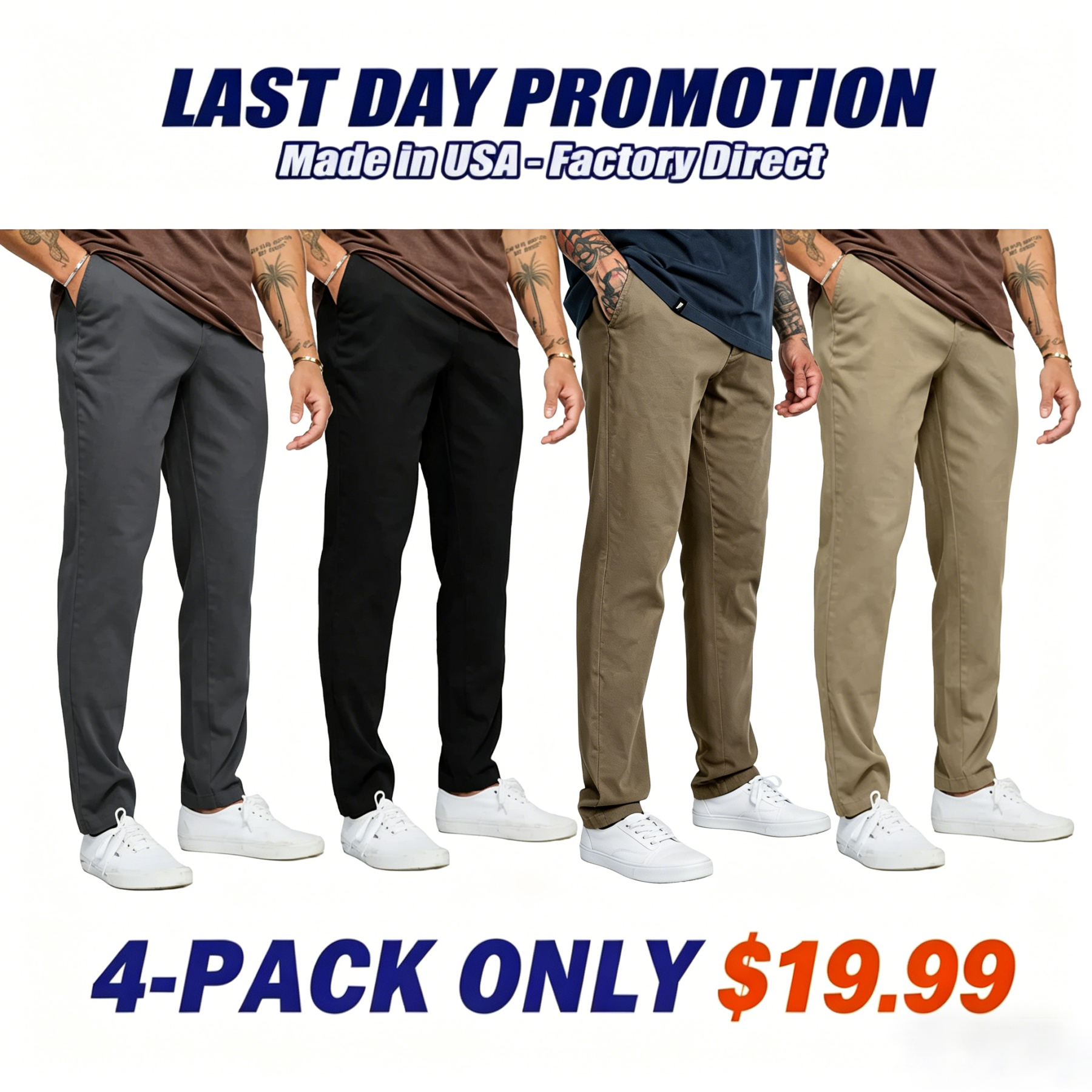 Men's Casual Stretch Twill Cotton Chino Pants