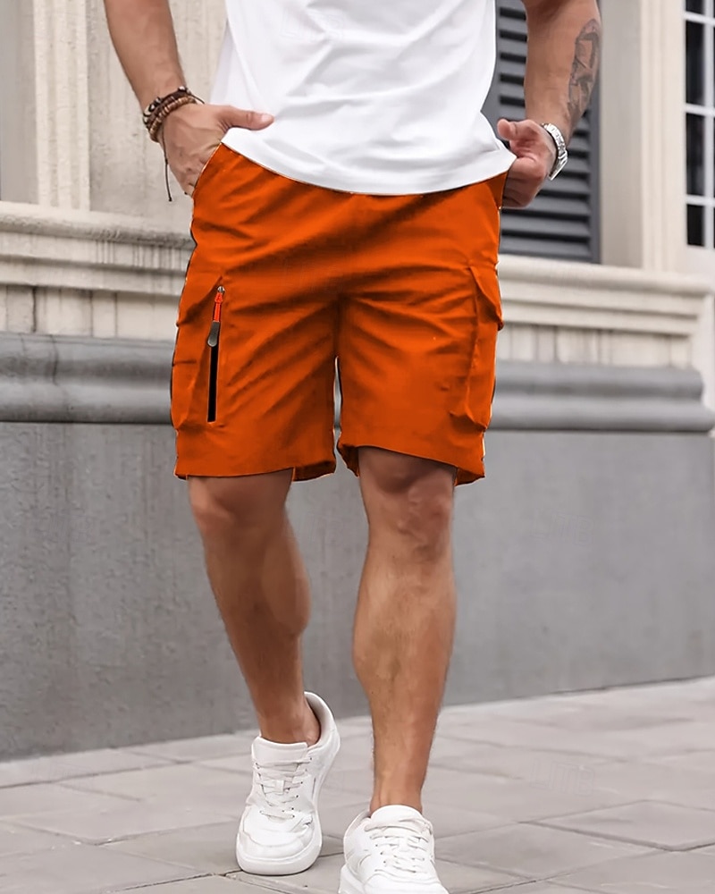 Men's Cargo Shorts Shorts Summer Shorts Drawstring Elastic Waist Multi Pocket Plain Comfort Wearable Knee Length Outdoor Sport Daily Fashion Casual Black Navy Blue 2026 - $18.99 –P11