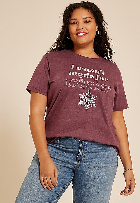 Plus Size I Wasnt Made For Winter Oversized Fit Graphic Tee