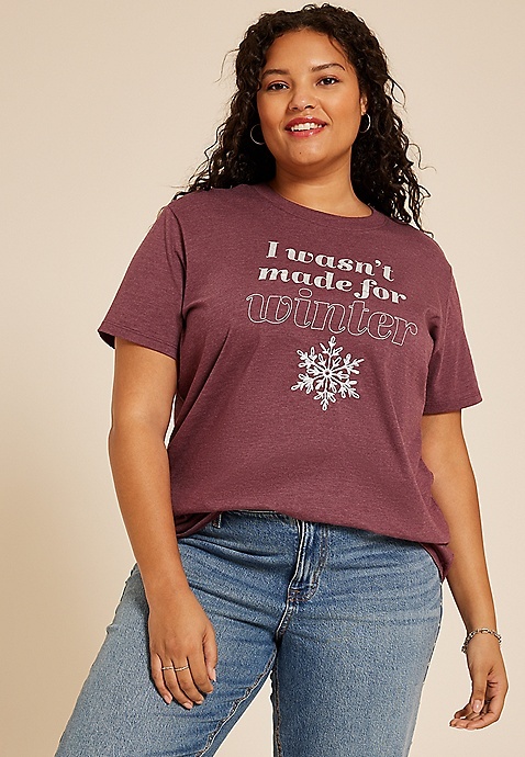 Plus Size I Wasnt Made For Winter Oversized Fit Graphic Tee