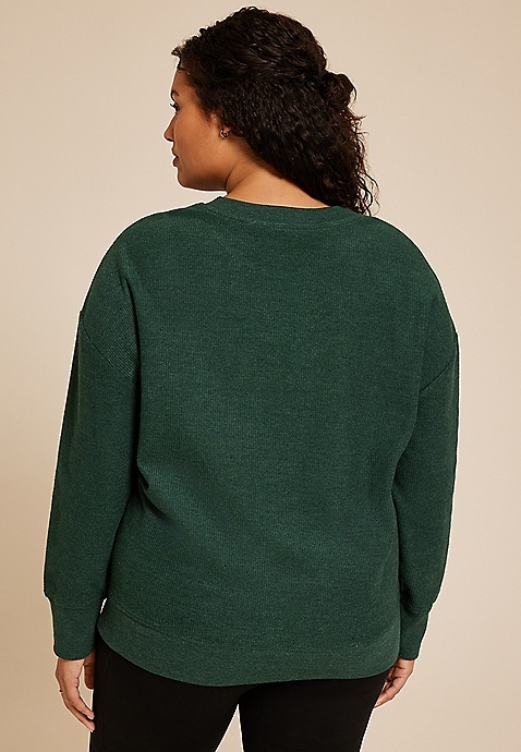 Plus Size Merry Embroidered Relaxed Fit Sweatshirt