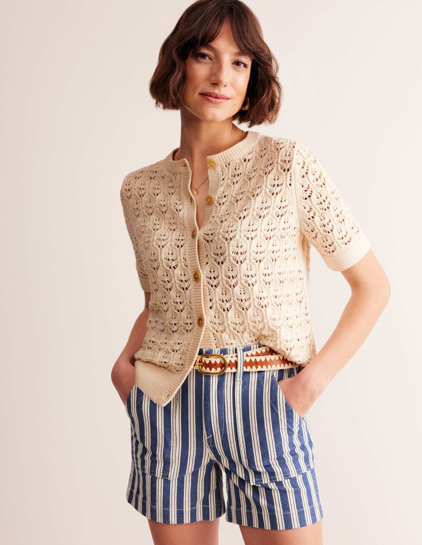Short Sleeve Crochet Cardigan