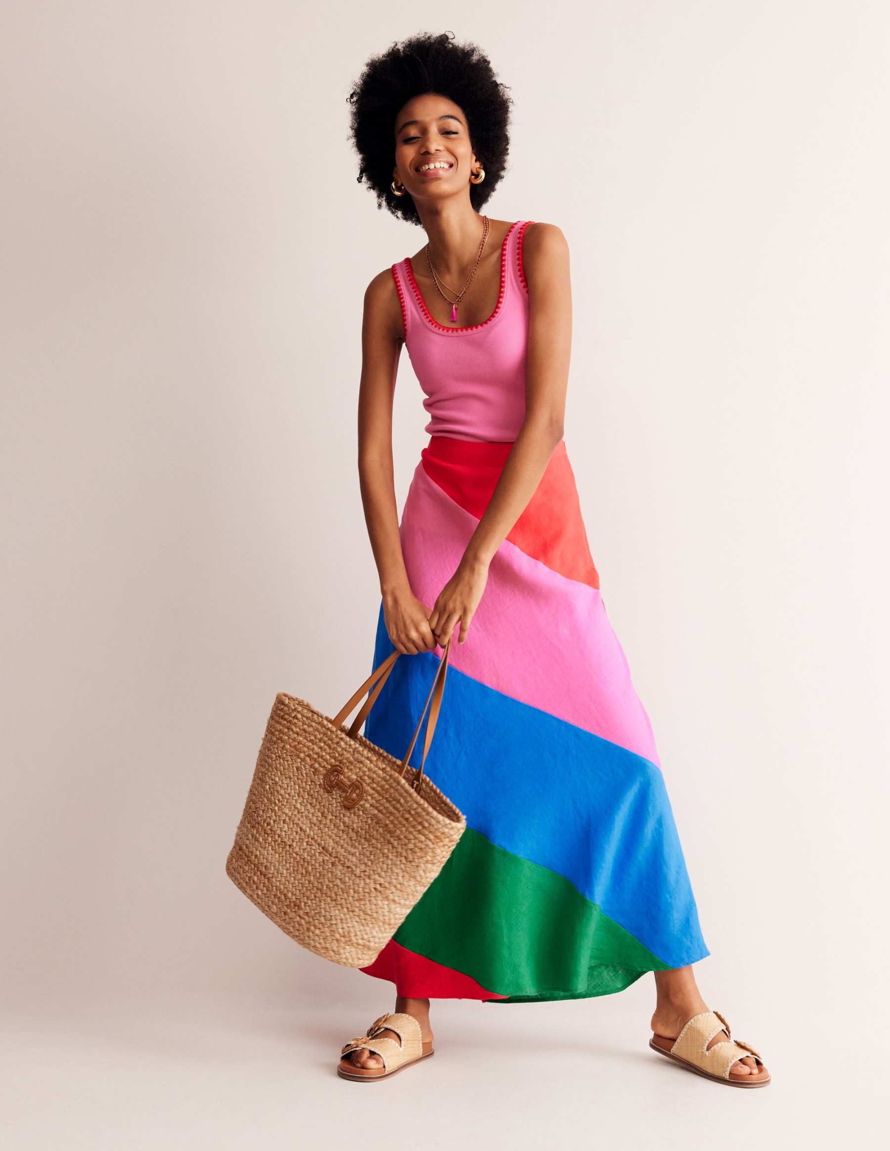 Patchwork Bias-Cut Slip Skirt